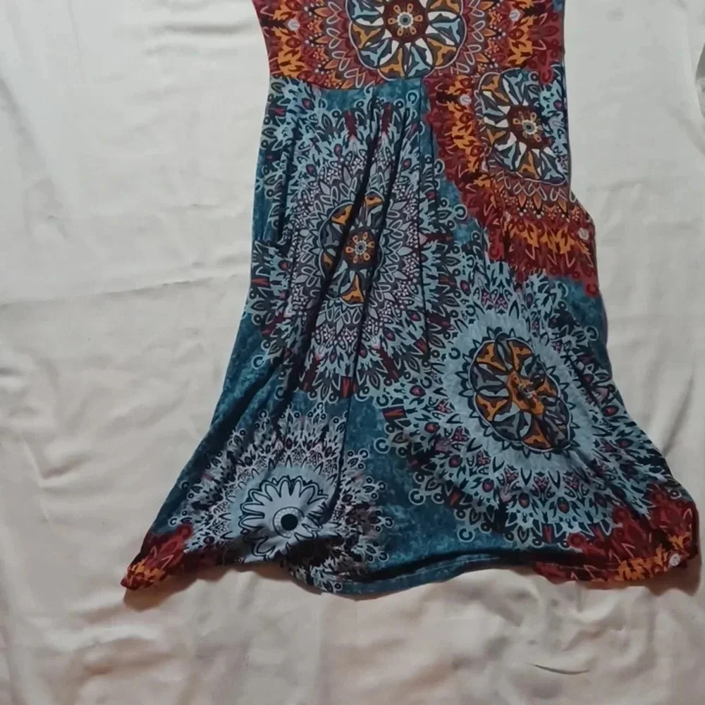Mandala Print Swing T-Shirt Jersey dress - Picture 2 of 4